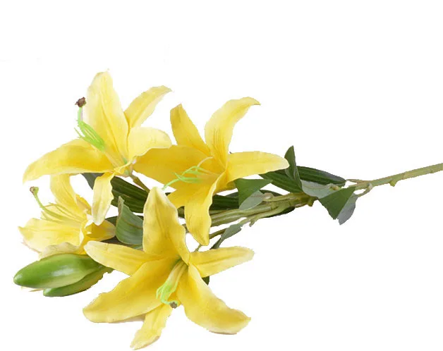 Абрикос 1 пачка большого размера свадебное украшение цветок искусственный цветок букет лилий для украшения дома - Цвет: Цвет: желтый