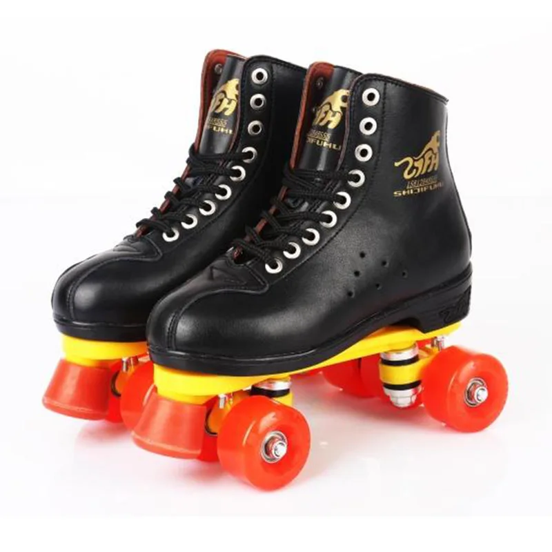 Genuine Leather Roller Skates Double Line Skates Men Women Models Adult