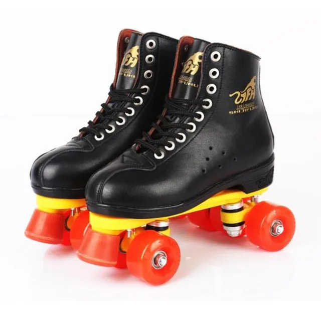 Genuine Leather Roller Skates Double Line Skates Men Women Models Adult