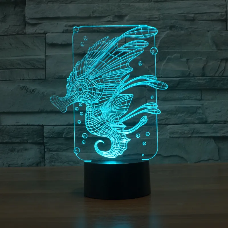 

new hippocampus colorful 3D light creative touch desktop desk lamp energy saving LED illusion lamp