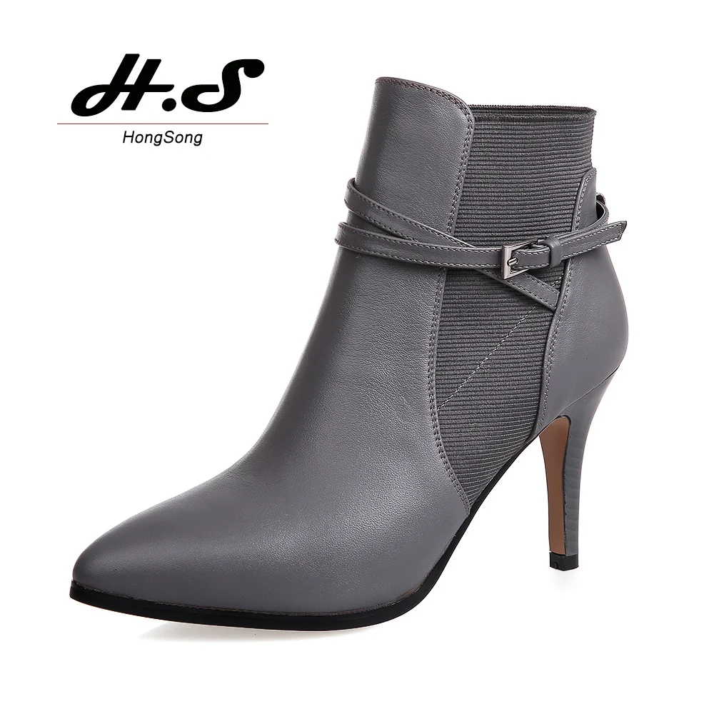 Genuine Leather Spring Winter Women Boots Office Las Pointed Toe Genuine Leather Spring Winter Women Boots Office Las Pointed Toe Ankle Stilettos High Heel Booties Pumps Ol Shoes Woman In From