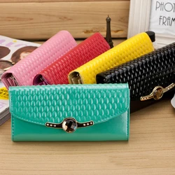 

Summer Laides Hasp Wallet Korean Multipurpose Women Messenger Handbag Stone Pattern Clutch Female Money Holder with Big Crystal