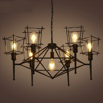 

Loft industrial wind 7 heads pendant light restaurant bar iron lamp vintage clothing store one creative pendant lamps Z110707