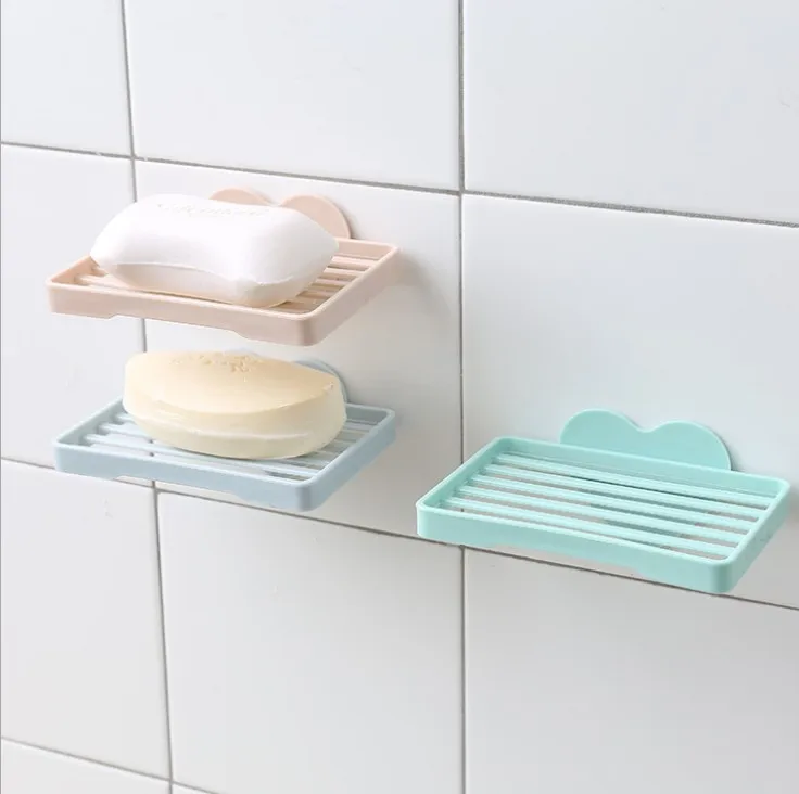 

Shower Soap Dishes Plastic Wall Mounted Soap Tray Holder Storage Soap Rack Plate Container for Bath Shower Plate