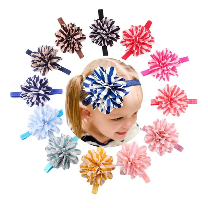 

Perfect Gift For Girls Infant Hair Band Lovely Baby Girls Headbands Striped Flower Hot Fashion faixa de cabelo