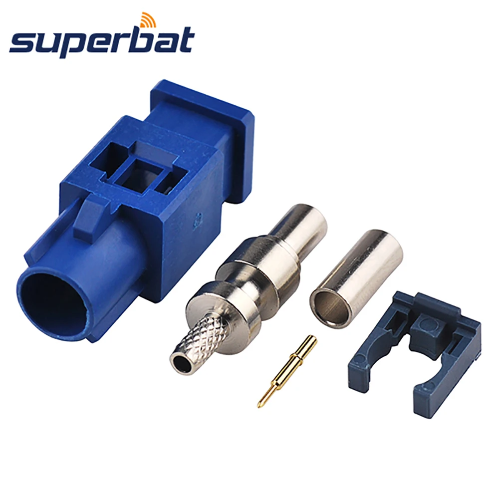 Superbat Fakra C синий/5005 штекер обжимной для RG316 RG174 LMR100 кабель GPS телематики или