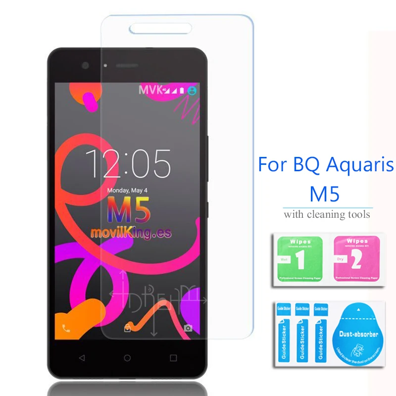 

2Pcs BQ Aquaris M5 Tempered Glass Screen Protector 0.26mm 2.5 9h Safety Protecetive Film on M 5 4G LTE Dual Sim