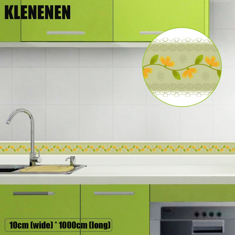 

KLG-016 Self-adhesive Wallpaper Decor Wall Sticker Waistline Stickers PVC Waist Line Bathroom kitchen Tile Stickers wallpaper