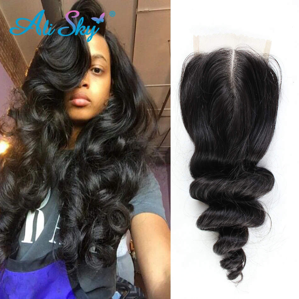 

7A Indian Lace Closure Indian Loose Wave Hand Tied Swiss Lace Top Closure 120% Density 4x4" Indian Human Virgin Hair Closure