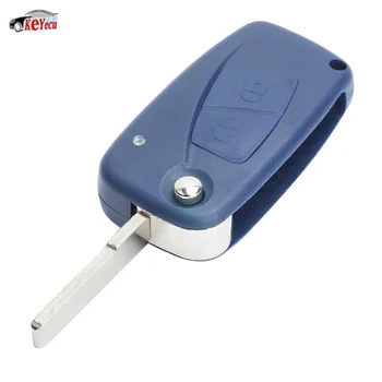 

KEYECU Folding Remote Car Key Fob 2 Button 434MHz PCF7946 Chip for Fiat Punto Ducato Stilo Panda Central Blue Color