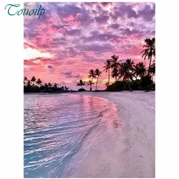 

Touoilp Beach Diamond Painting Landscape Full Square&round Drill Diamond Embroidery Seaside Cross Stitch Sunset Decoration Home