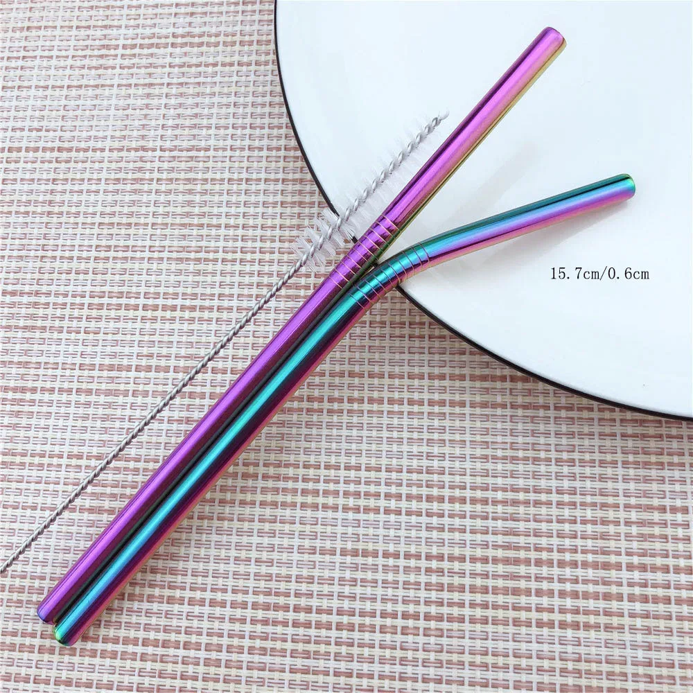 bent1pcs upright1pcs 2 шт./лот многоразовая Питьевая металлическая соломинка из нержавеющей стали с 1 щеткой для очистки сока соломинка для дома вечерние аксессуары для барной посуды - Цвет: bent1pcs upright1pcs