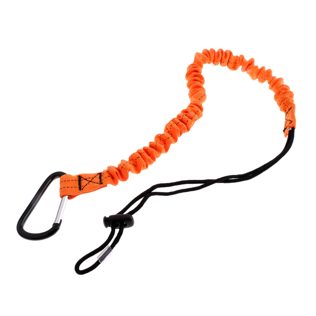 Deluxe 43 inch Elastic Paddle Leash Fishing Rod Safety Cord Tether with Carabiner For Kayak Canoe Boat, Set of 2