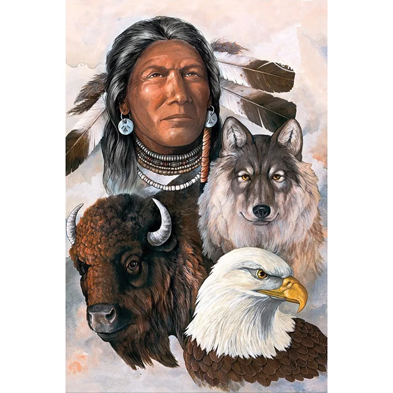3D Diamond Cross Stitch Kits Diy Embroidery Home Decoration Picture Of Rhinestone diamond Painting Mosaic Indian With Animals