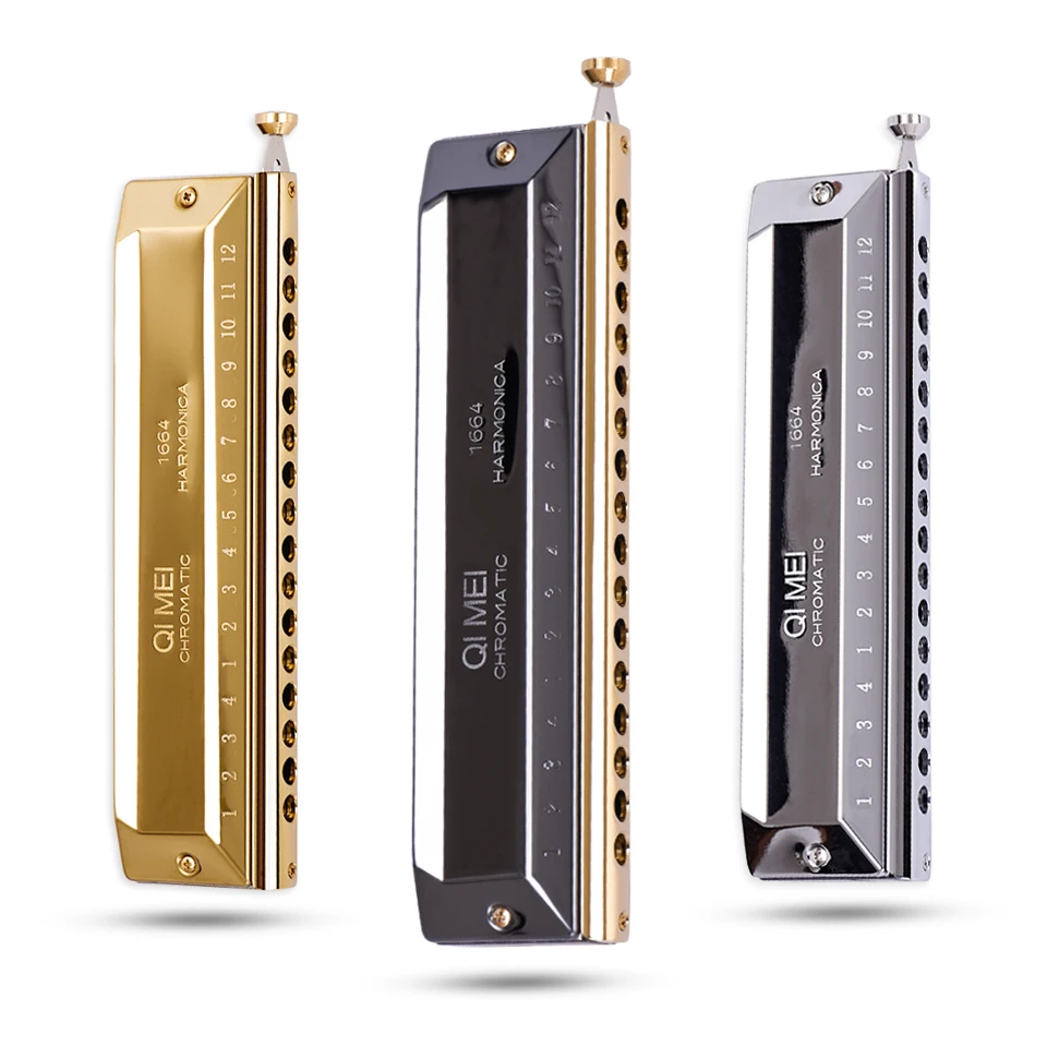 

Qimei Chromatic Harmonica 16 Hole 64 Tone Mouth Organ Instrumentos Key Of C Professional Musical Instruments ABS Comb Qimei 1664