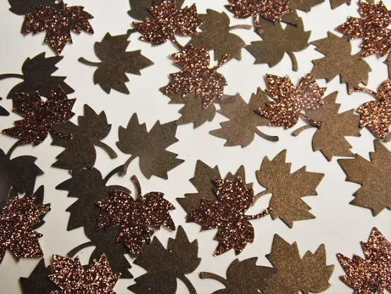 Brown Fall Table Decorations Leaf Scatter Wedding Reception Bridal Shower cft decor scrapbook favors | Дом и сад
