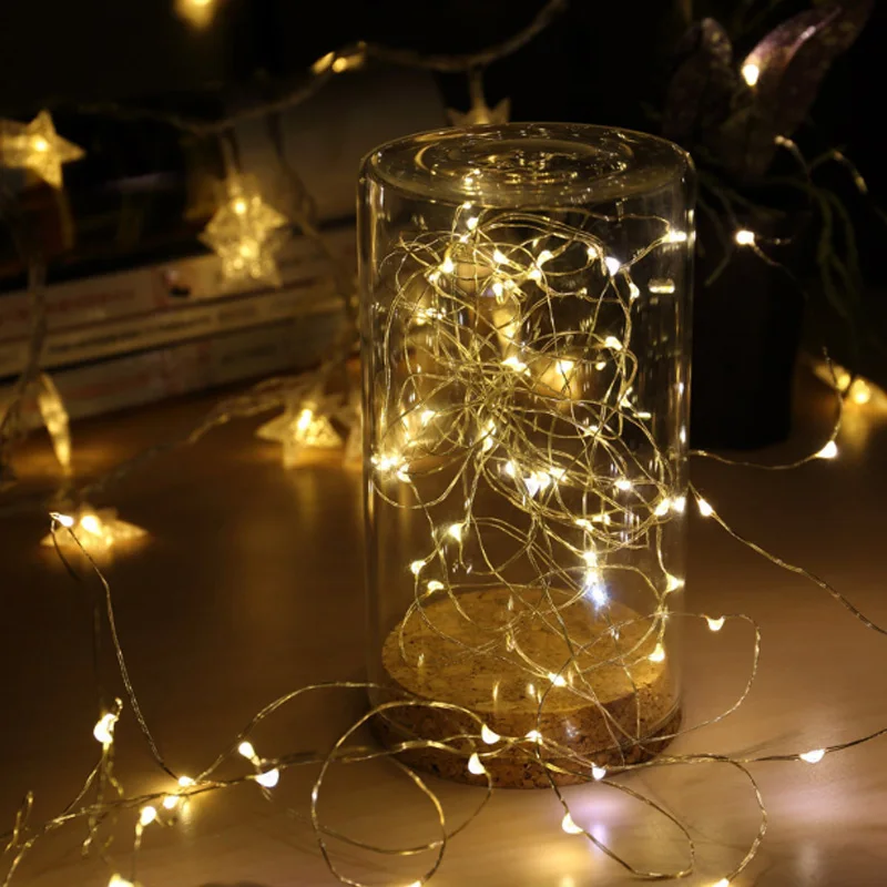 М 2 м 3 м 5 м медная проволока звезда струнная лампа батарея в комплекте Фея водостойкая наружная декоративная лампа для Рождества