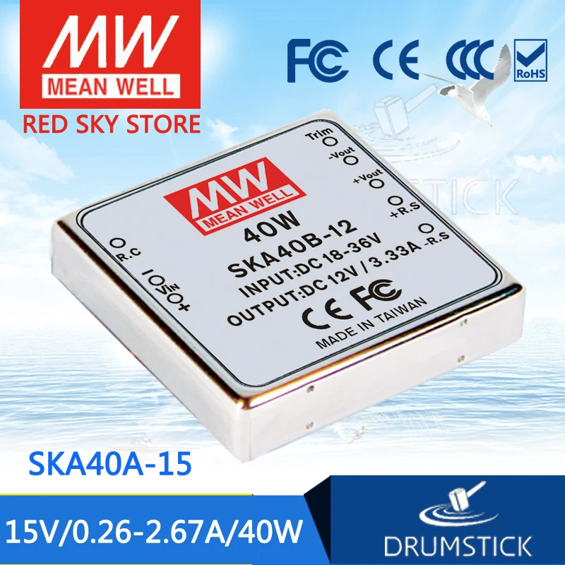 

MEAN WELL SKA40A-15 15V 2.67A meanwell SKA40 15V 40W DC-DC Regulated Single Output Converter