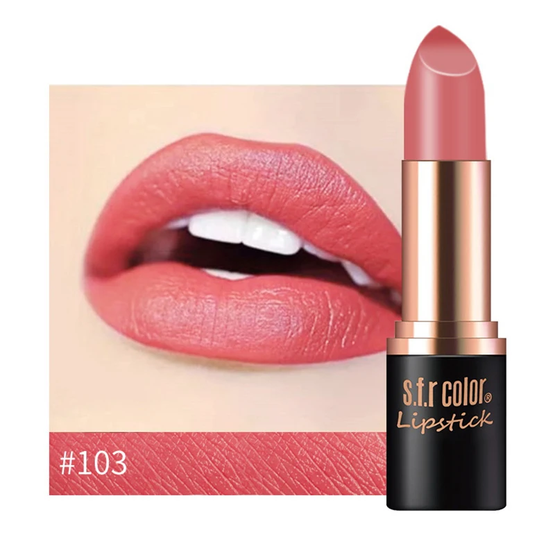 New Matte Lipstick 12color Easy To Wear Waterproof Long-lasting Matte Lip Gloss Lipstick Lady Sexy Lipstick Lip Balm TSLM2 - Color: 103