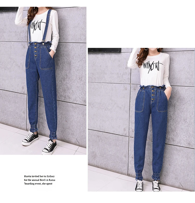 Новые стильные ремни брюки-джамперы женские джинсы с высокой талией комбинезоны для женщин винтажные хлопковые джинсовые брюки комбинезоны с завязками