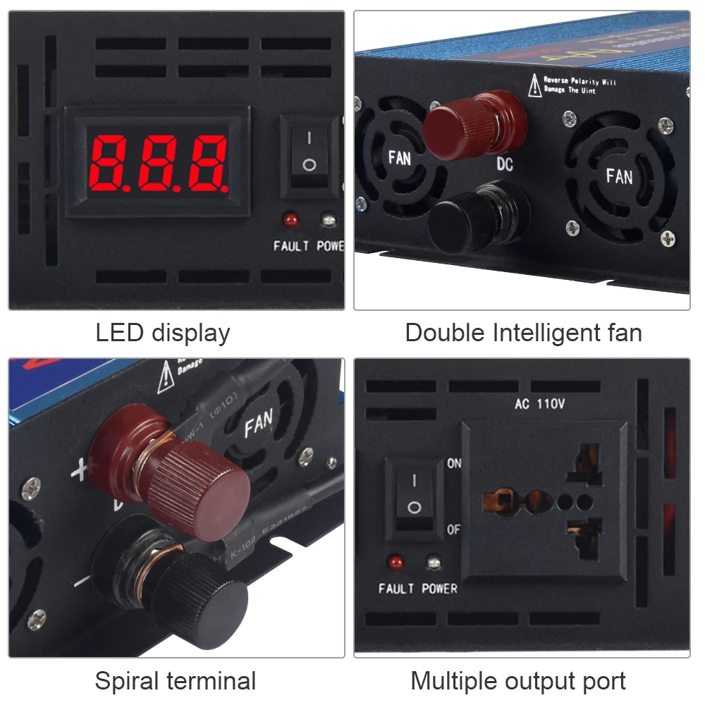 750w Pure Sine Wave Car Inverter AC 12V To 220V Car Voltage Power Converter with for DVD players Car Vacuum Cleaner