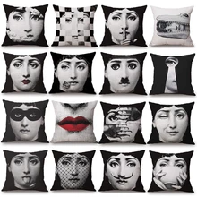 Pillowcase Fornasetti Art Beauty Face SKULL Custom Made Pillow Cover Black and White Pillow Case cotton