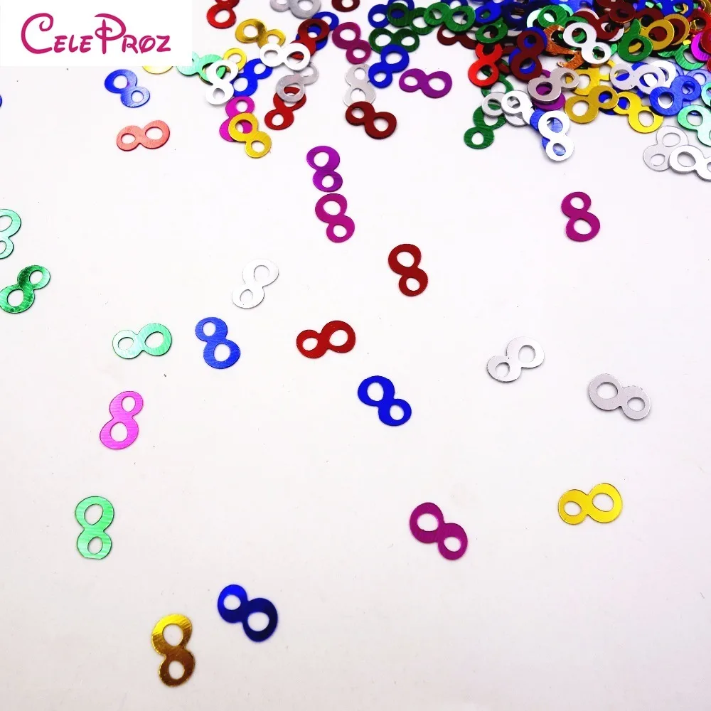 (45g/Lot) Multi-Colored Digit Eight 8th Anniversary Birthday Table Confetti Number 8 Age Brithday | Дом и сад