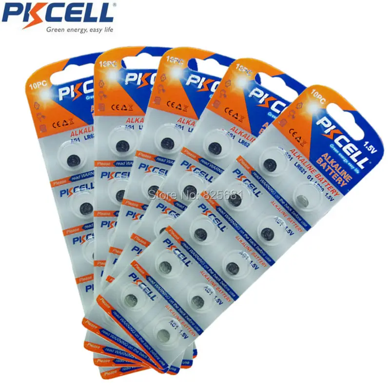 

AG1 LR60 164 621 Alkaline Button Coin Cell Battery for watches, toys, electric devices etc 50pcs/5card