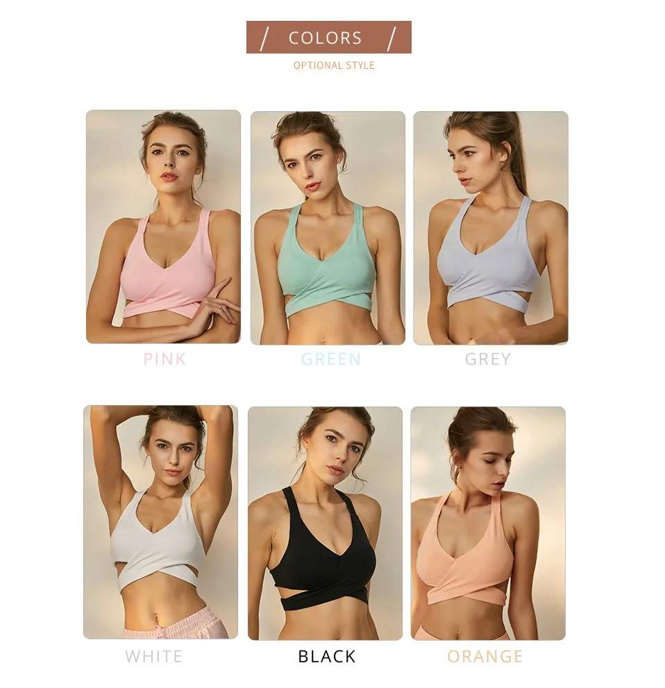 Бесшовные спортивный бюстгальтер Топ для фитнеса Для женщин Racerback Running Crop Топы крест красочные тренировки бюстгальтер для занятий йогой с