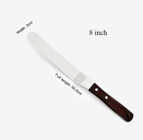 angled 8inch 4/6/8/10 дюймов Нержавеющая сталь лопатка для торта соблазнительный крем масло для защиты от обледенения глазурь Ножи гладкой Кухня Кондитерские инструменты для украшения торта - Цвет: angled 8inch
