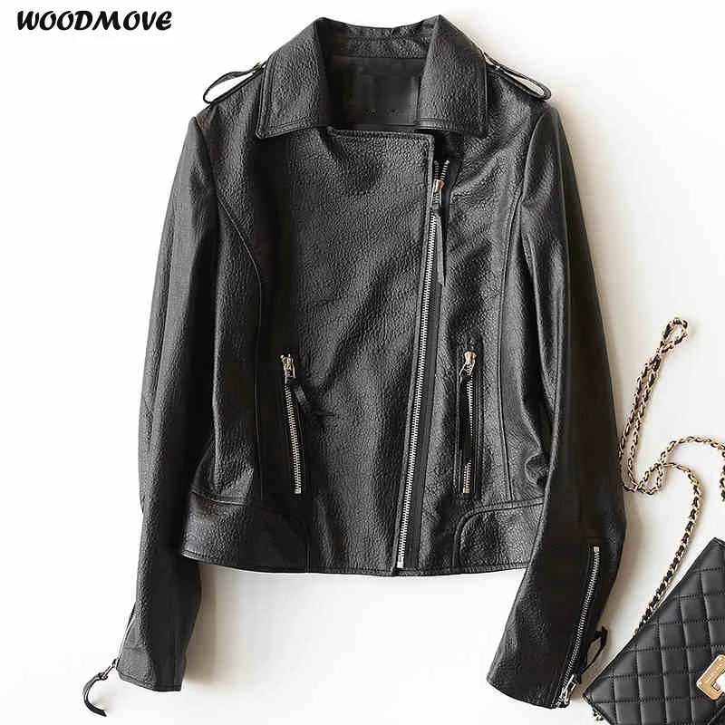 

2018 New Women Short Style Slim Motorcycle Natural Sheep Skin Coat Spring and Autumn Clothing Female Genuine Leather Jackets