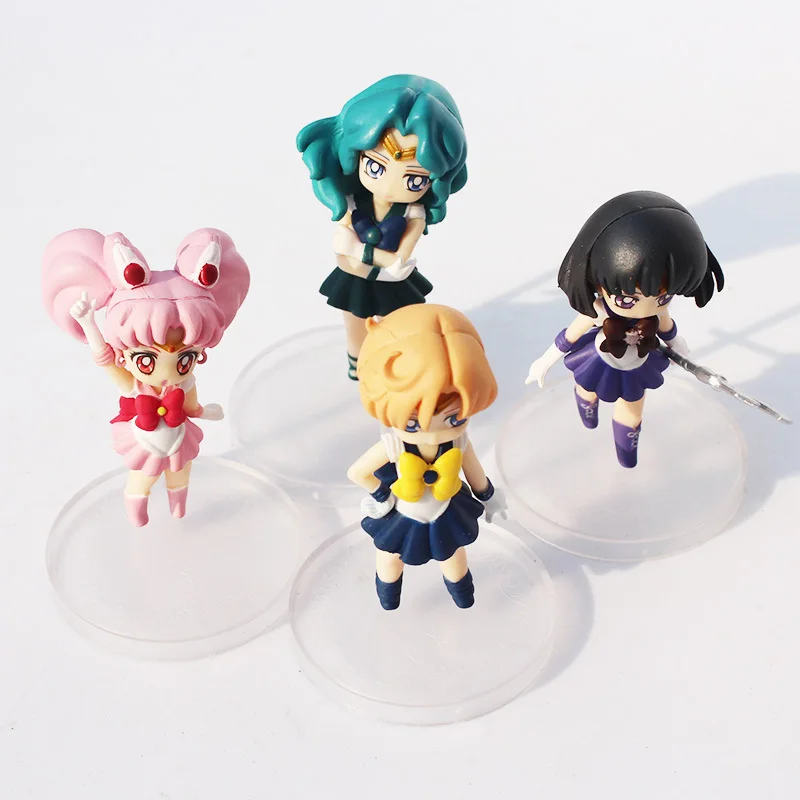 4 шт./компл. аниме Сейлор Мун Tsukino Chibiusa Tenoh Haruka Tomoe Hotaru Kaioh Michiru ПВХ экшн фигурки