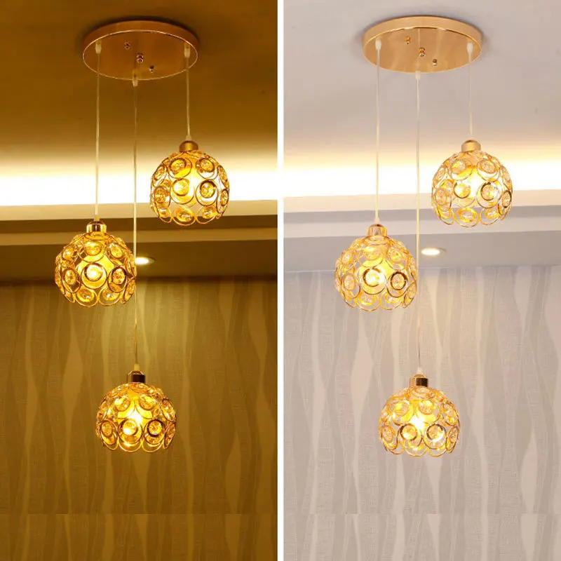 

Nordic Creative Crystal Pendant Light LED Vintage Iron Loft Lamp Single Head Kitchen Dining Room Restaurant Home Lighting Decor