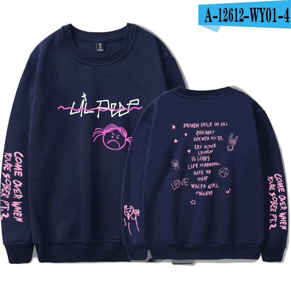 Rep Lil Peep Женская и мужская весенняя одежда новая горячая распродажа Harajuku монолитным длинным рукавом толстовки с принтом Kpops Толстовка Мода 4XL - Цвет: Фиолетовый