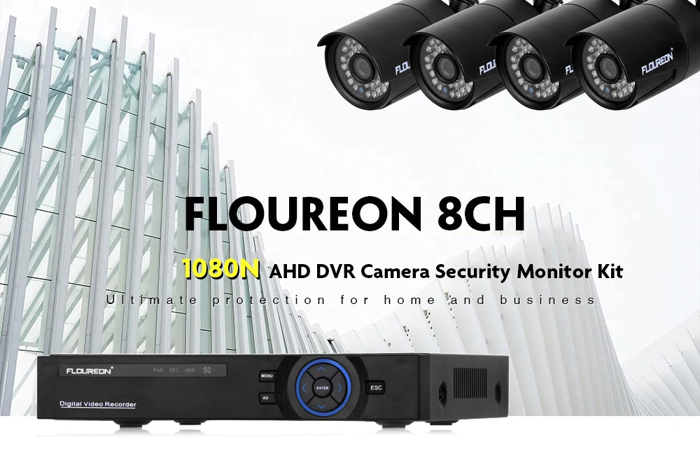 Floureon KA6908Z4KIT-A628B-W1-ЕС 1 x 8CH 1080N AHD DVR+ 4 x Открытый 2000TVL 960 P 1.3MP Камера+ 1 ТБ HDD Security Monitor