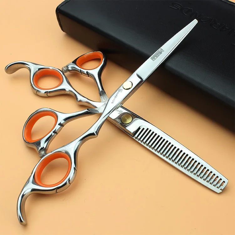 5.5 inch orange hair scissors hairdressing scissors thinning shears
