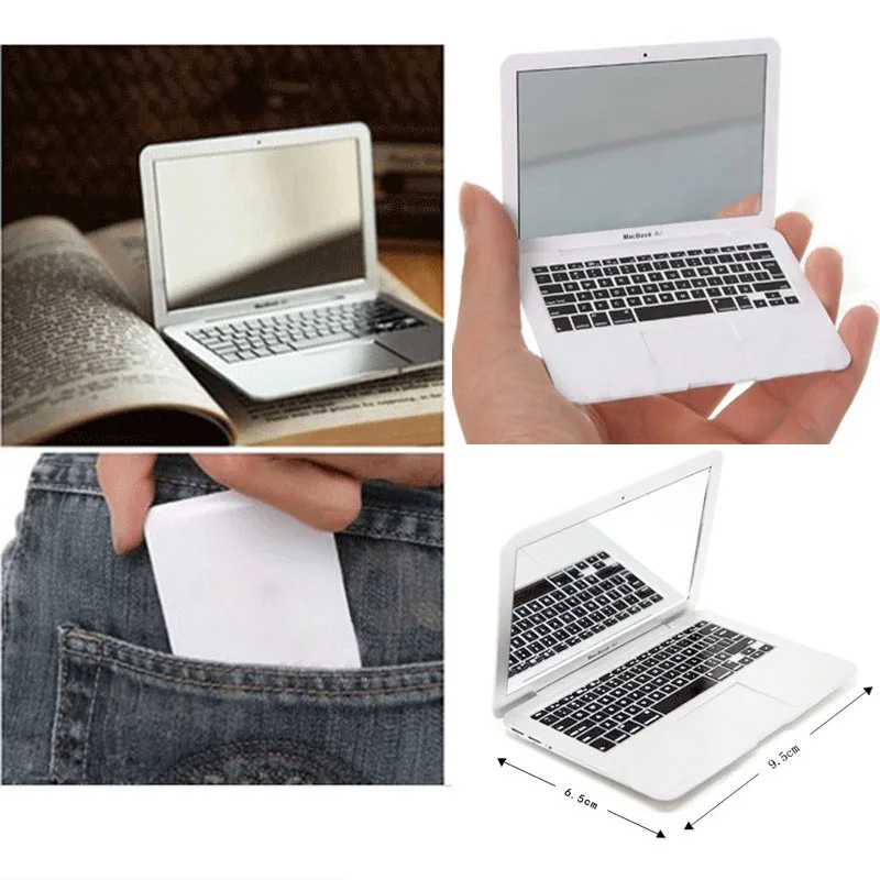 Cute MAKEUP Mini Pocket Laptop Style Clear Glass Women Cosmetic Mirror