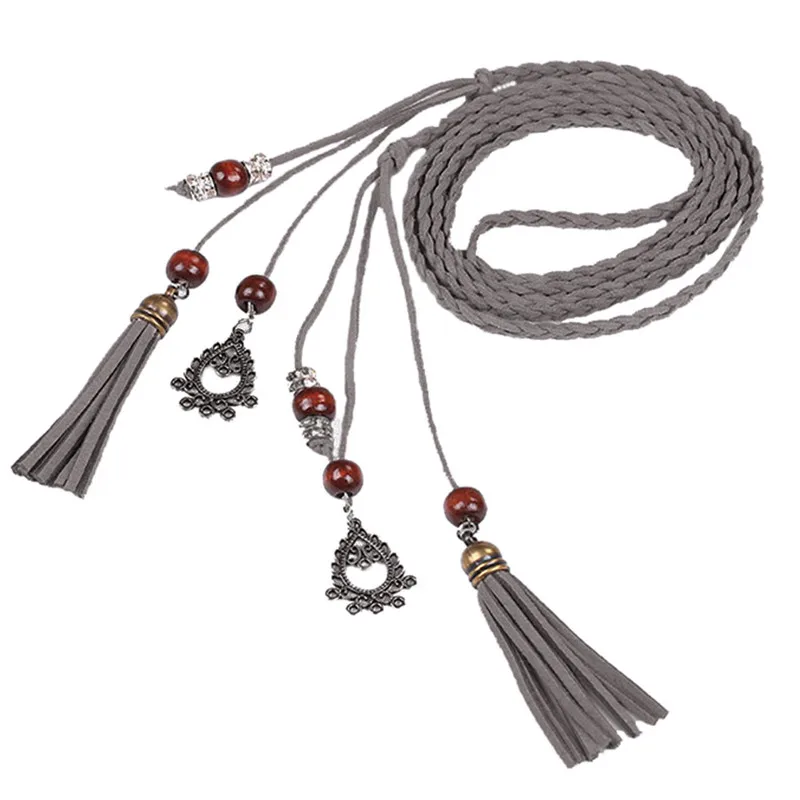 Women Fashion Folk-Custom Tassel Braided Pendant Waist Dress Belt Waistband for women Fashion Accessory 40FE0611