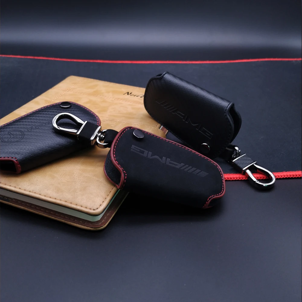 

Car leather Remote Key case for Mercedes Benz GLE GLC GLS AMG GLK300 GLA CLS C E S Class Key cover key bag C200 C300 E300 logo