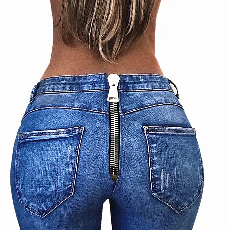 2020 Push Up Jeans For Women Zipper Back Jeans Pants Sexy Butt Lifter Skinny Jeans Woman Slim