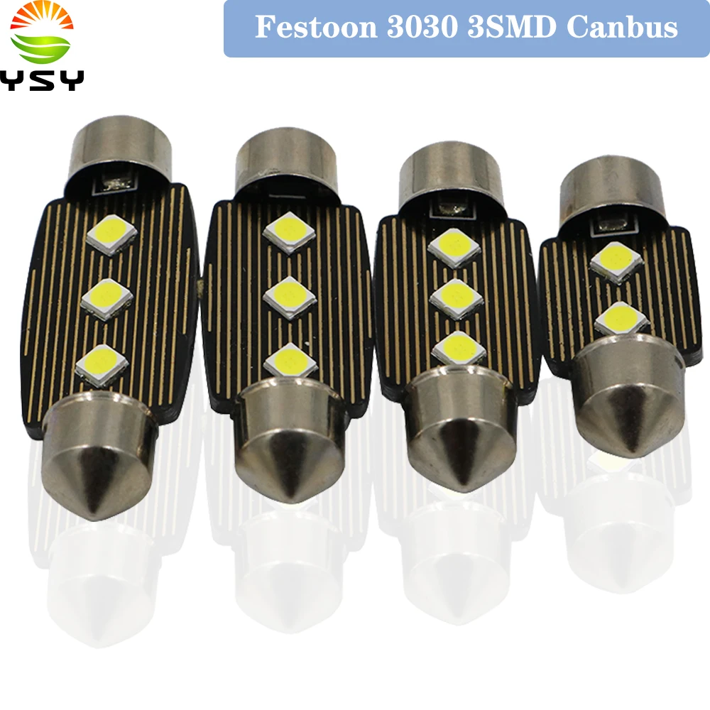 

YSY 50X Festoon 31/36/39/41mm LED Bulb C5W C10W Super Bright 3030 3SMD Canbus Error Free Auto Interior Doom Reading Lamp White