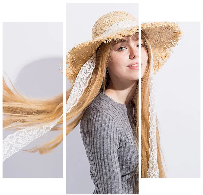 Женская Летняя Пляжная белая шляпа с лентой и бантом Raffia шляпа винтажная темпераментная плоская соломенная шляпа Женская Морская пляжная шляпа для девочки