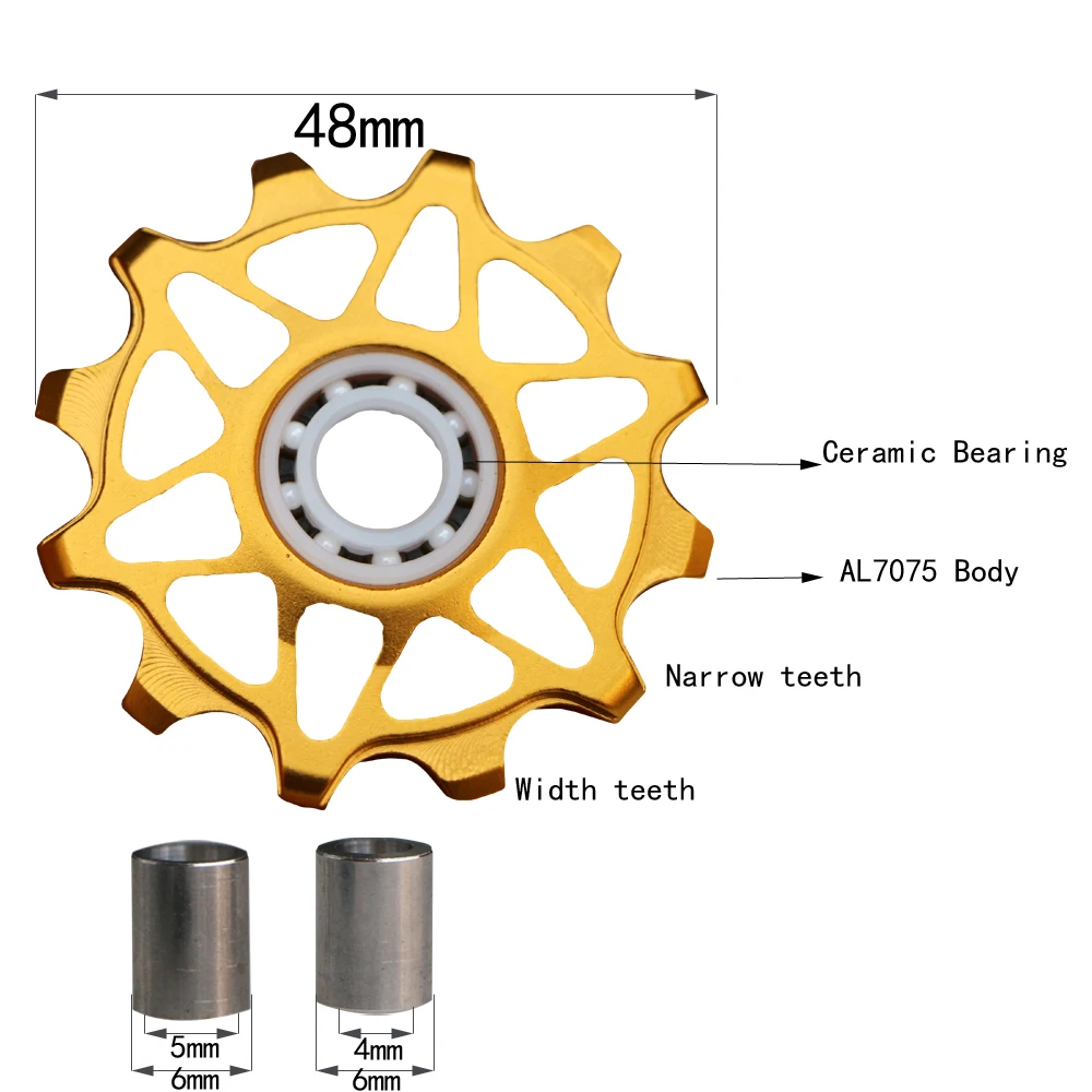 Велосипед Узкий широкий керамический подшипник переключатель шкив сплав задний переключатель 12 т направляющая для shimano sram Jockey колеса части велосипеда