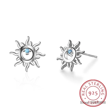 

2019 100% 925 Real Sterling Silver Fashion Tiny Cute Sun Flower Stud Earrings Fine Jewelry Girls Kids Lady Gift