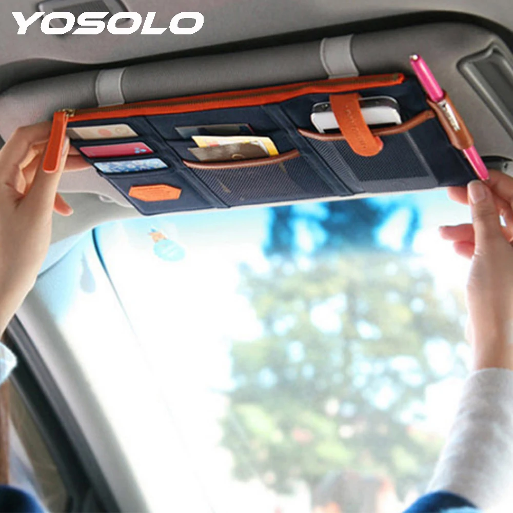 YOSOLO IC Card CD Clip Parking Card Holder Organizer Car-styling Auto Stowing Tidying Sunshade Cover Sun Visor Storage Pouch YOSOLO IC Card CD Clip Parking Card Holder Organizer Car-styling Auto Stowing Tidying Sunshade Cover Sun Visor Storage Pouch