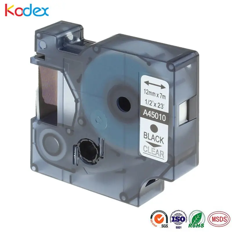 

Kodex 12mm 45010 Label Tape Compatible for Dymo D1 45010 Label Manager black on transparent for Printer Ribbon