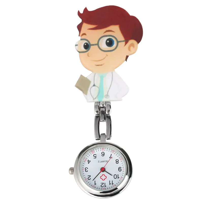 Уникальные 3D мультфильм часы для медсестры FOB женские медсестры милые животные доктор карманные часы клип reloj bolsillo