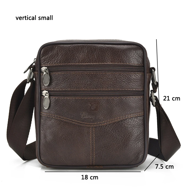 Genuine Cowhide Leather Shoulder Bag Small Zipper Messenger Bags Men Travel Crossbody Bag Handbags New Fashion Men Bag Flap