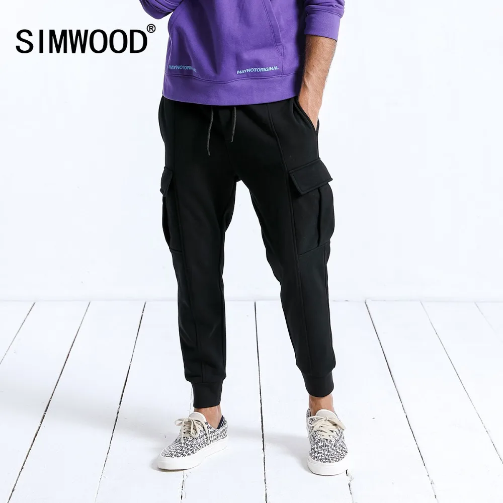 Бренд SIMWOOD спортивные штаны 2019 осенне зимние для бега Мужские на завязках размера