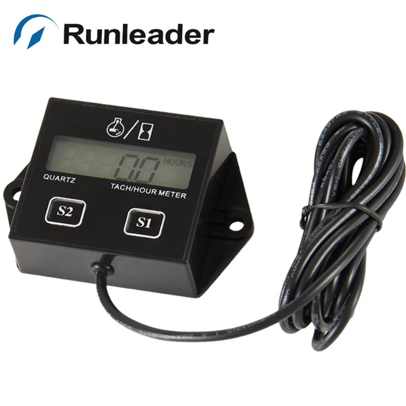 Runleader HM011A Battery Replaceable Changeable Digital Paramotor ATV tach Hour Meter Tachometer